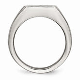 Sophia Jewelers Polished Stainless Steel Signet Ring with Carbon Fiber Inlay